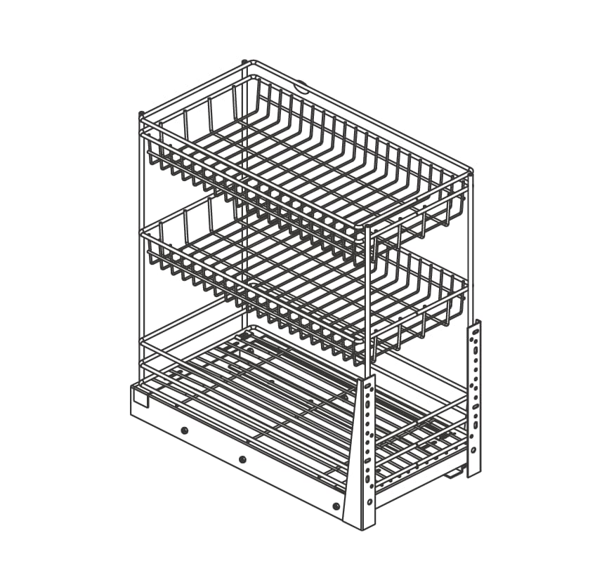 Soft-Closing 3-Layer Pull Out Kitchen Baskets PTJ004E5