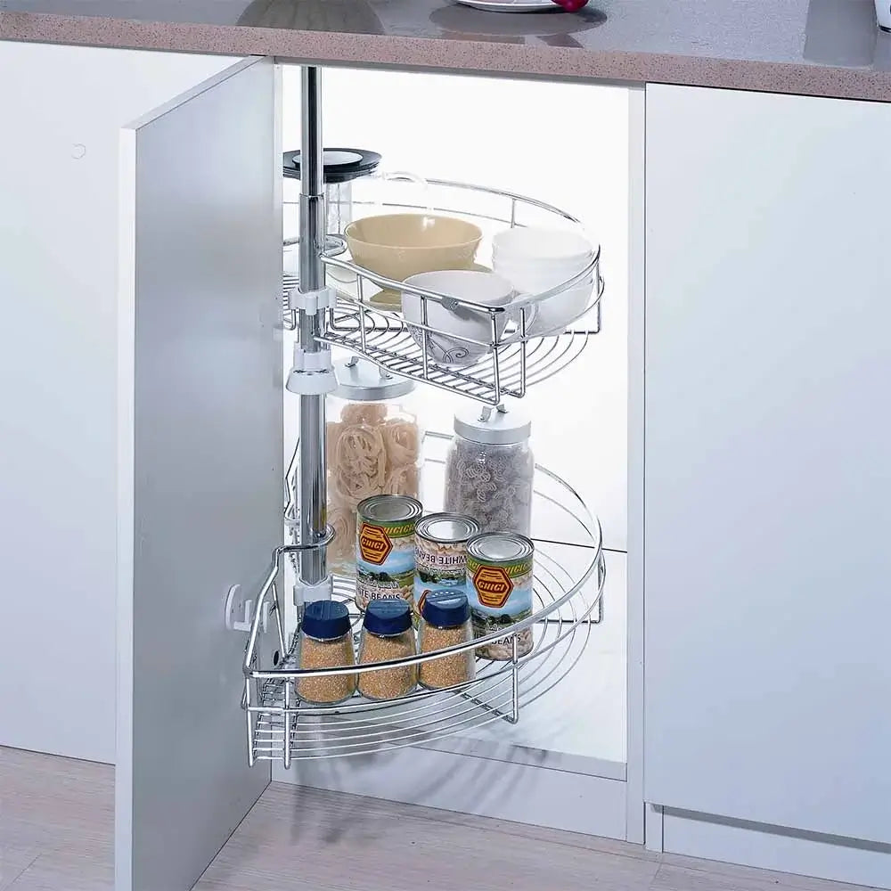 Round-D Corner PTJ005 – Half-Moon Lazy Susan 180° Revolving Basket