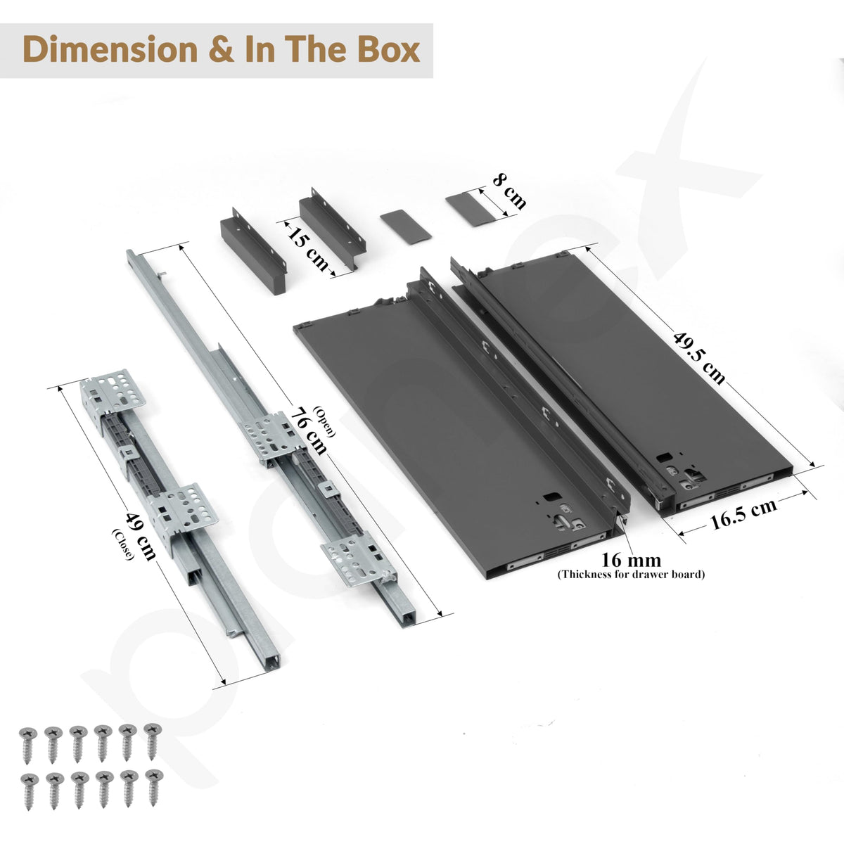 Slim Tandem Box Soft-Close Drawer System (Dark Grey)